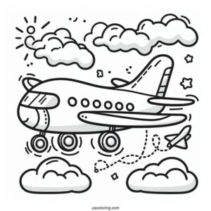 Easy Outline Of Plane To Color For Preschoolers