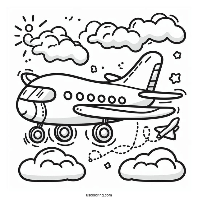 Easy Outline Of Plane To Color For Preschoolers