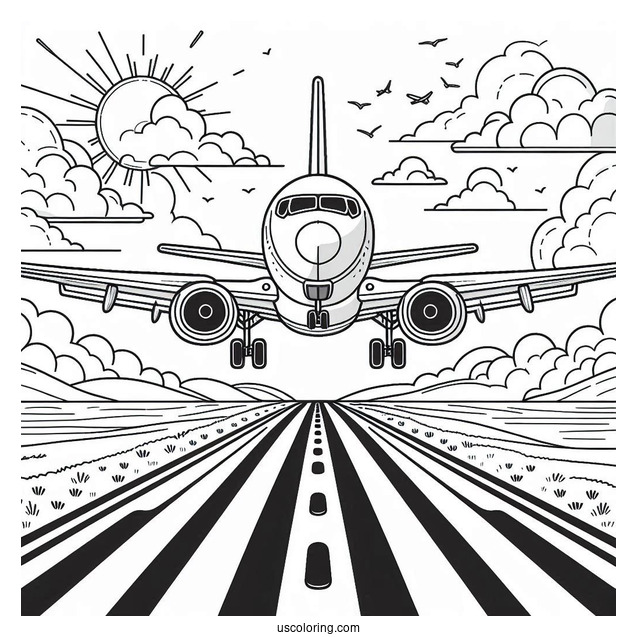 Airplane Taking Off From Runway