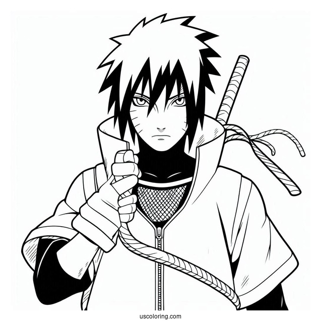 Simple Uchiha Sasuke Outline Coloring In