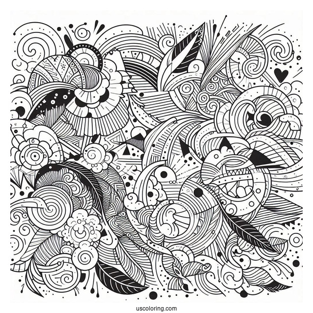 Simple Action Abstract Coloring Page