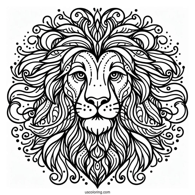 Lion Face Abstract Coloring Page