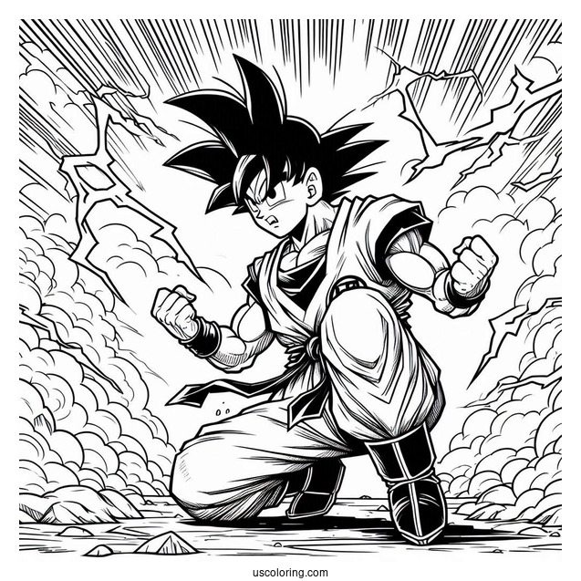 Dragon Ball Z Goku Fighting Coloring Sheet