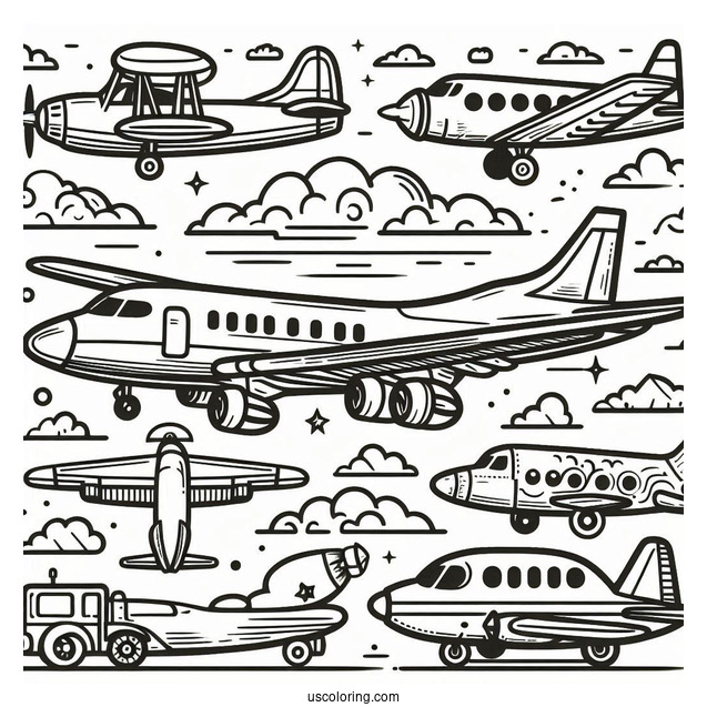 Easy Outline Of Plane To Color For Preschoolers