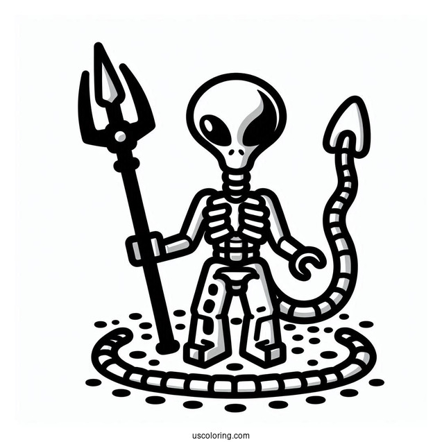 Easy Lego Alien Coloring Page For Kids