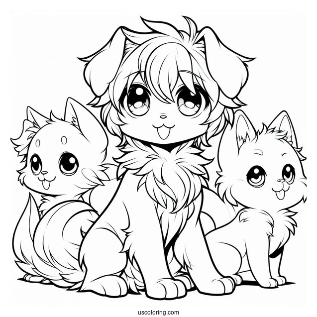 Easy Manga Dogs Anime Outline To Color