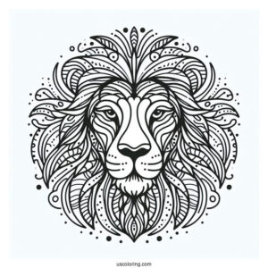 Lion Face Abstract Coloring Page