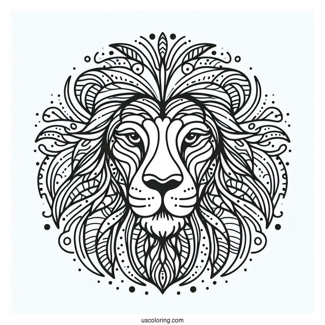 Lion Face Abstract Coloring Page