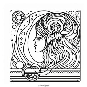 Simple Lines And Shapes Abstract Coloring Page For Kids