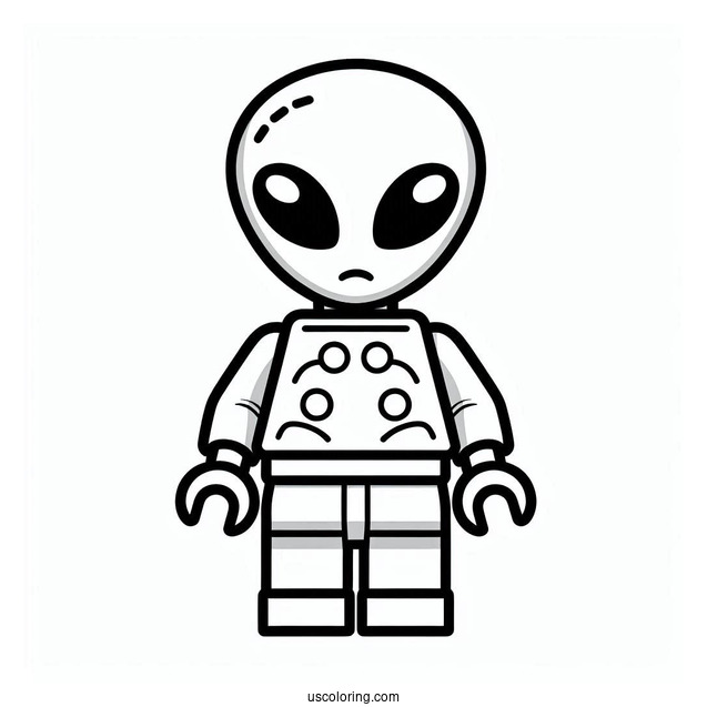 Easy Lego Alien Coloring Page For Kids
