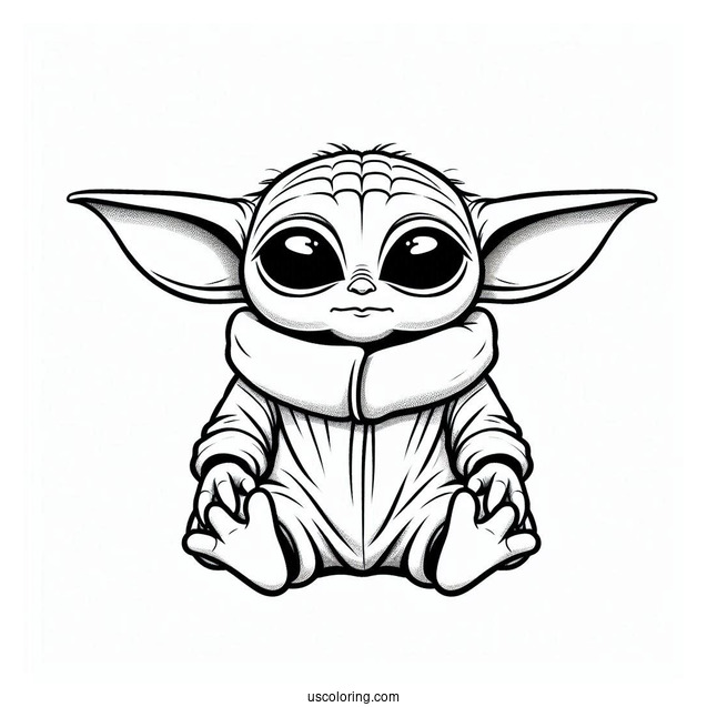 Baby Yoda Alien Coloring Page