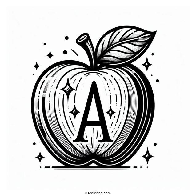 Apple With Letter A Coloring Page