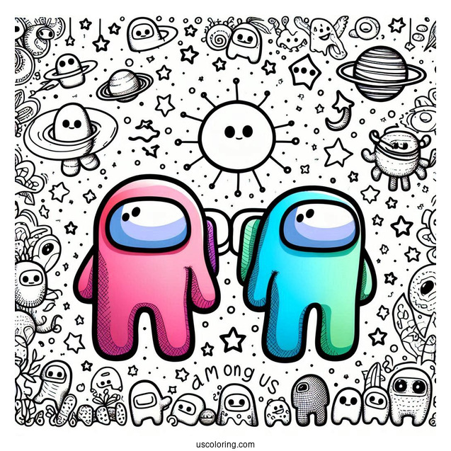 Imposter Coloring Sheet With Knife and Gore