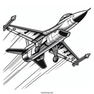 Fighter Jet Coloring Sheet For Kids