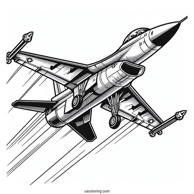 Fighter Jet Coloring Sheet For Kids