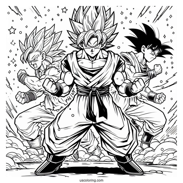Dragon Ball Z Goku Fighting Coloring Sheet