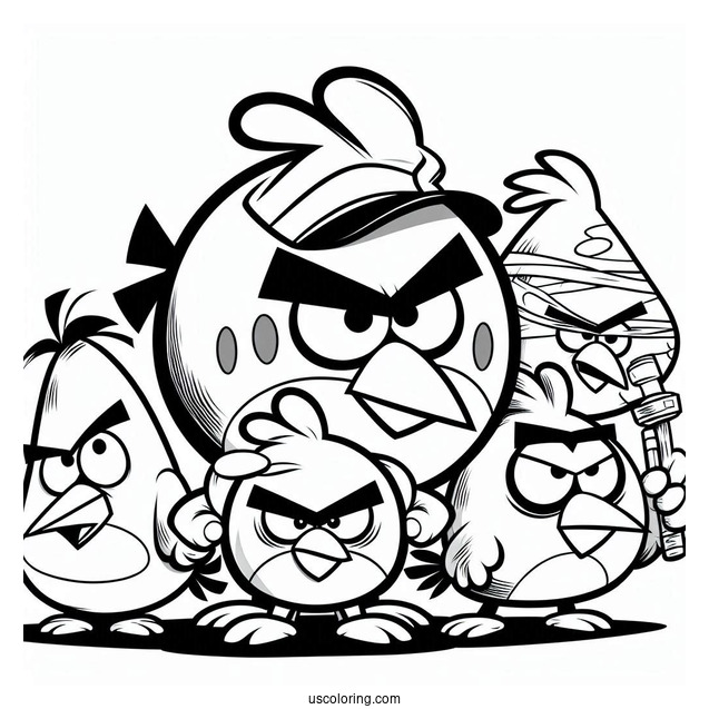 Angry Birds Gang Coloring Page