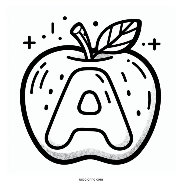 Letter A Apple Tracing Worksheet To Color