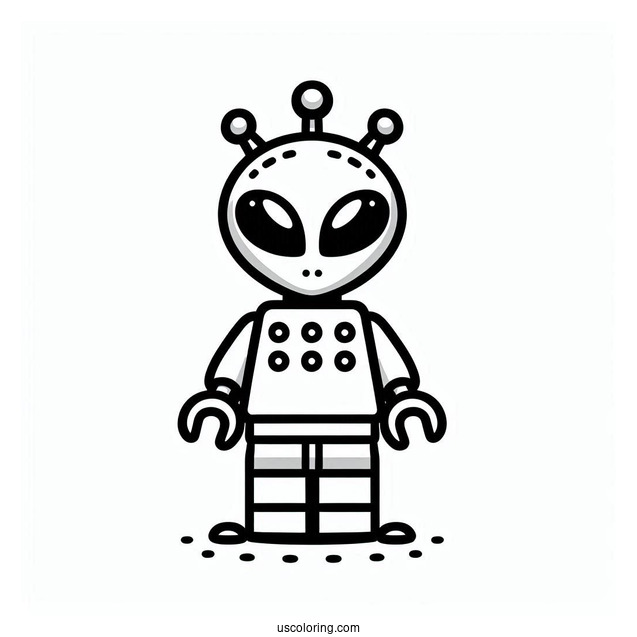 Easy Lego Alien Coloring Page For Kids