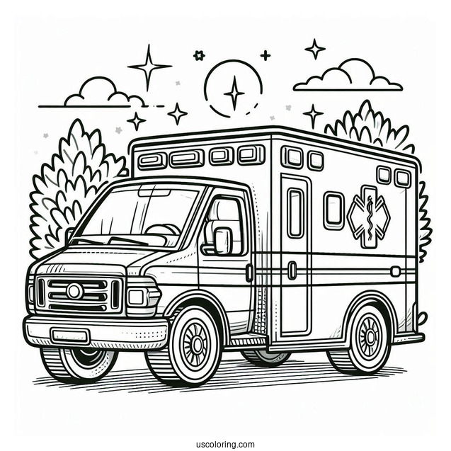 Ambulance Coloring Page With Open Doors