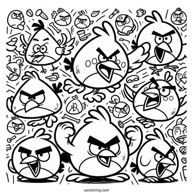 Angry Birds Gang Coloring Page