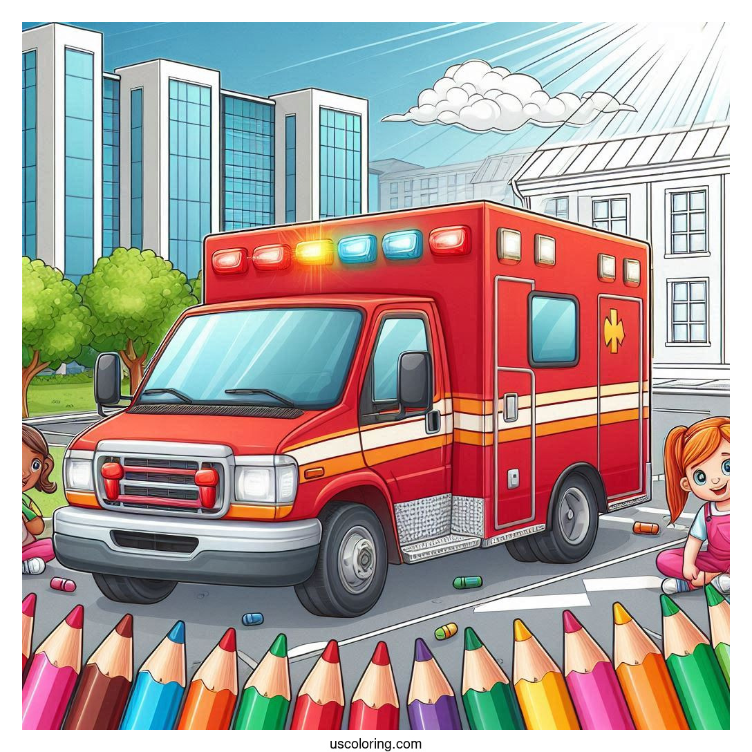 Ambulance Coloring Pages Featured Image