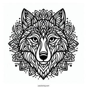 Wolf Head Animal Mandala Coloring Page