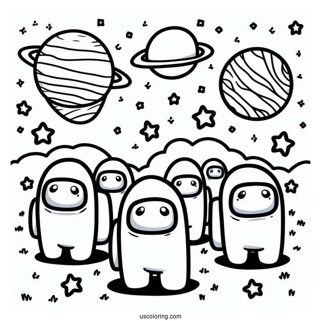 Easy Among Us Outline to Color