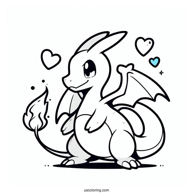 Simple Charizard Coloring In For Kids