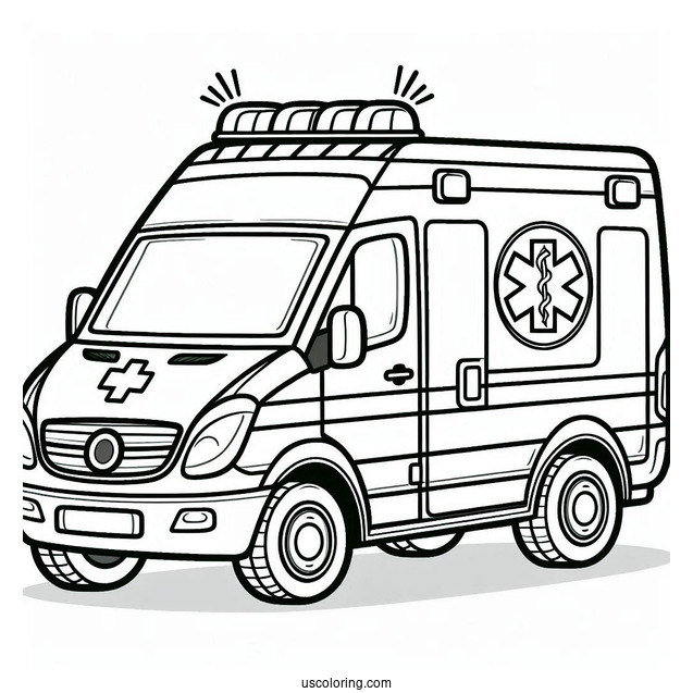 Easy Ambulance Coloring Page Outline For Preschoolers