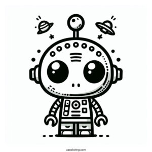 Easy Lego Alien Coloring Page For Kids