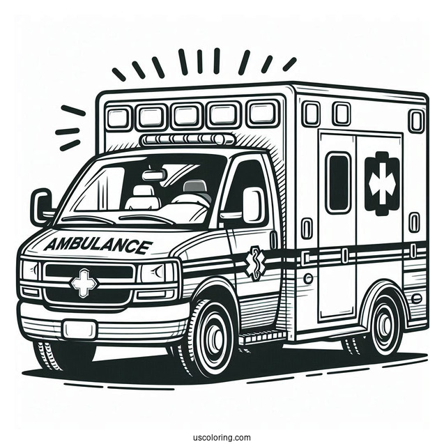 Ambulance Coloring Page With Open Doors