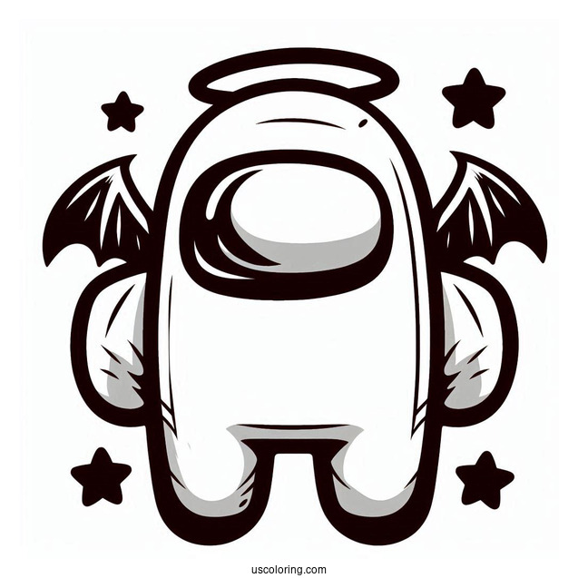 Coloring Page of Among Us With Bat Wings