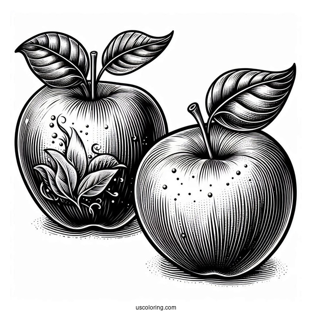 Detailed Golden Delicious Apple Coloring Page