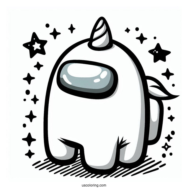 Coloring Sheet of Among Us Unicorn Skin