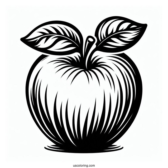 Stencil Of An Apple And Coloring Sheet
