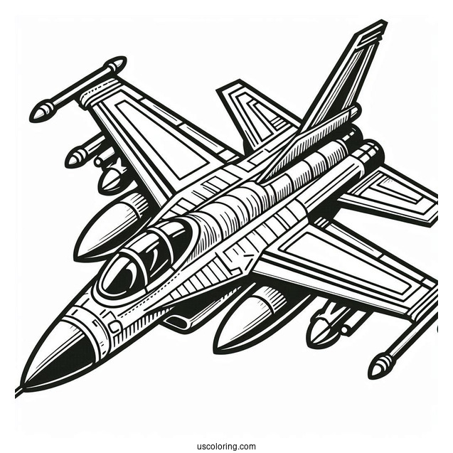 Fighter Jet Coloring Sheet For Kids