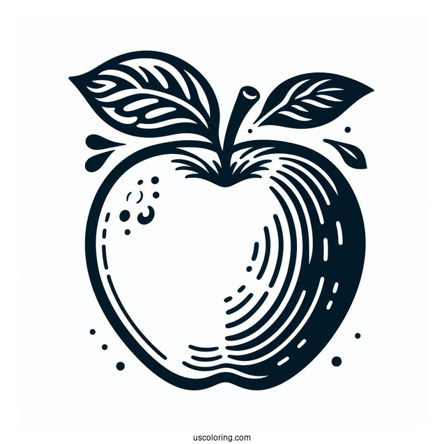 Stencil Of An Apple And Coloring Sheet