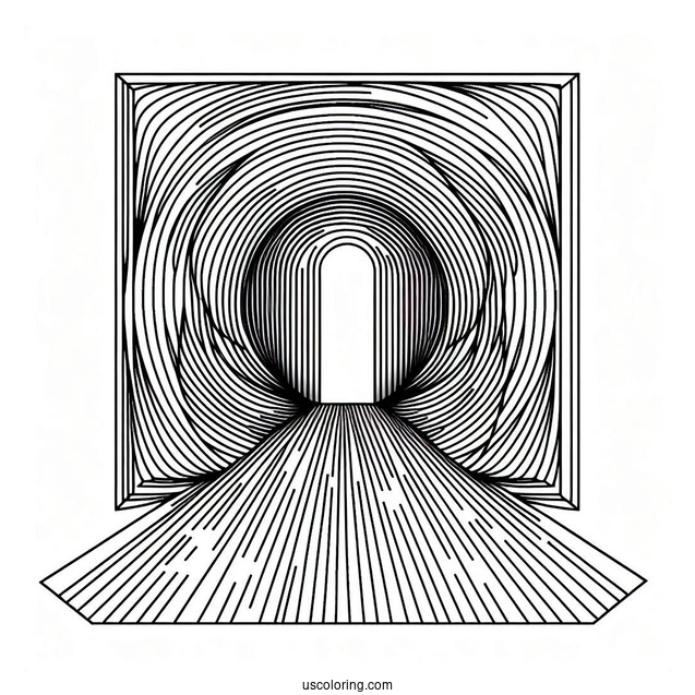 Expanding Doorway With Diagonal Floor Abstract Coloring Page