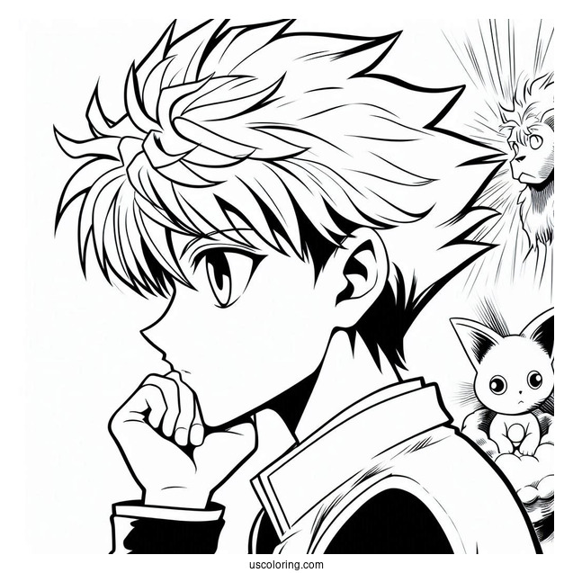 Hunter X Hunter Gon, Killua, Kurapika, Leorio Coloring Sheet