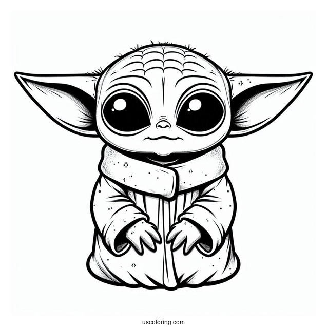 Baby Yoda Alien Coloring Page