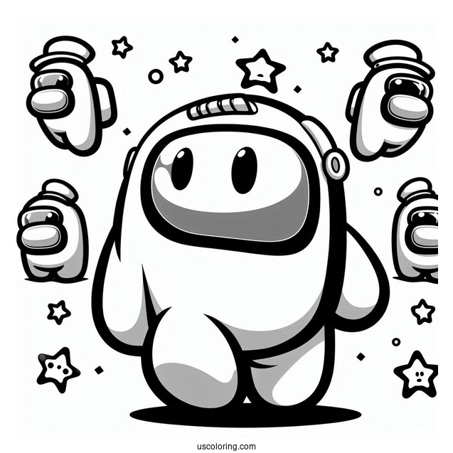 Super Mario Skin Among Us Coloring In