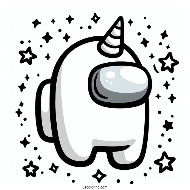 Coloring Sheet of Among Us Unicorn Skin