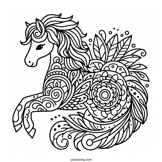 Easy Horse Animal Mandala Coloring Page For Kids