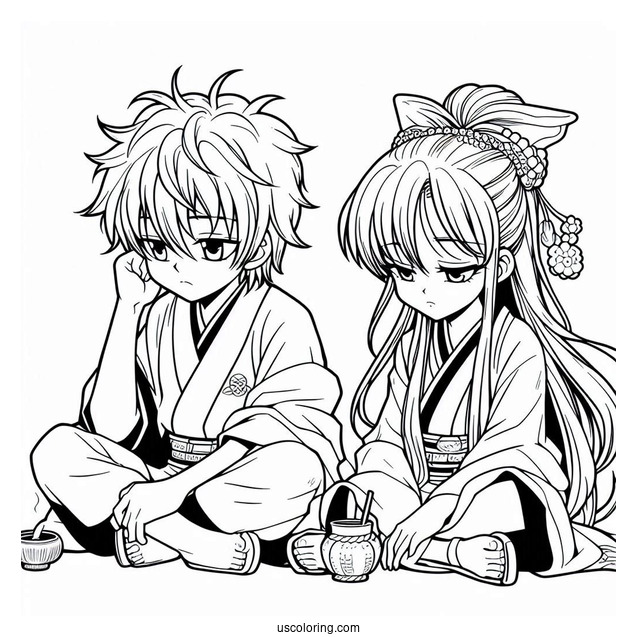 Coloring Sheet Of Gintama Anime