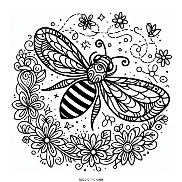 Beautiful Bee Animal Mandala Coloring Page