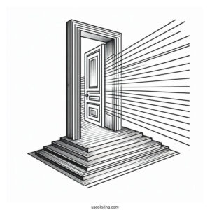 Expanding Doorway With Diagonal Floor Abstract Coloring Page