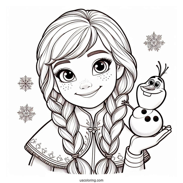 Smiling Anna Holding Snowball With Olaf