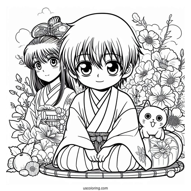 Coloring Sheet Of Gintama Anime
