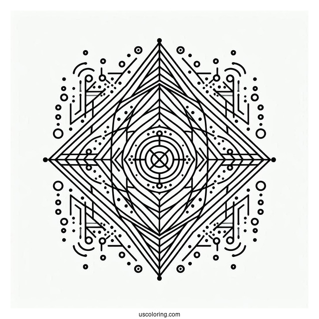 Easy Geometric Abstract Coloring Page For Kids